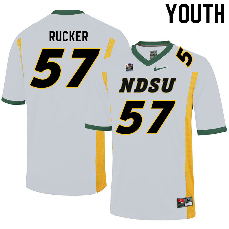 Youth #57 Braden Rucker North Dakota State Bison College Football Jerseys Sale-White - Click Image to Close